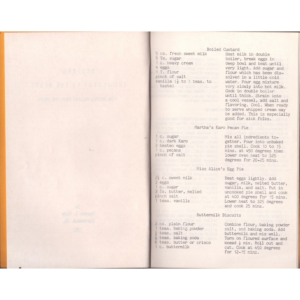 The Oldest is Best Recipes Martha B Kerr 1980 Southern Mississippi Cookbooklet - Picture 4 of 4